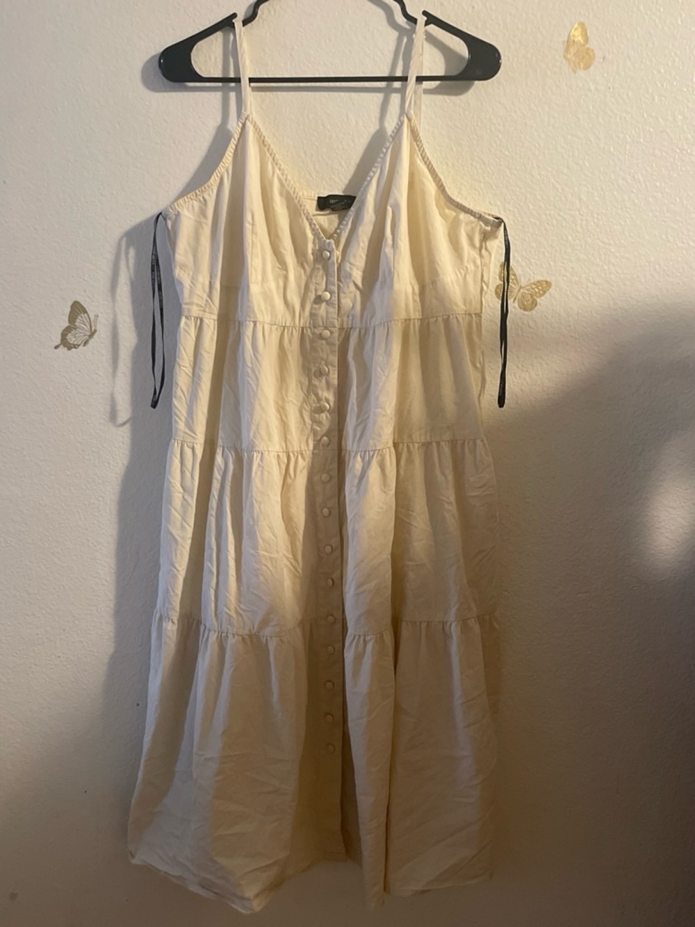 Forever 21 Cream Button-Down Tiered Maxi Dress